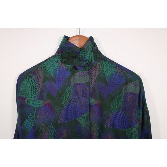 Vintage Ellen Tracy Silk Top Size 4 GORGEOUS DUCKS Art Avant Garde Modern 1980's - Picture 7 of 11